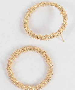 Emprada Textured Gold Round Circle Earrings Accessories