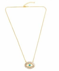 Emprada Accessories Evil Eye Gold Plated Cubic Zirconia Necklace