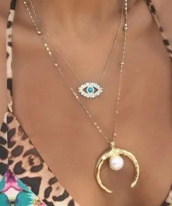 Emprada Accessories Evil Eye Gold Plated Cubic Zirconia Necklace