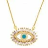 Emprada Accessories Evil Eye Gold Plated Cubic Zirconia Necklace