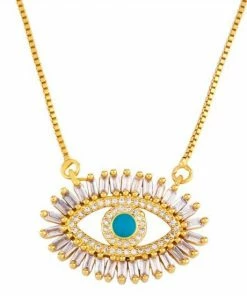 Emprada Accessories Evil Eye Gold Plated Cubic Zirconia Necklace
