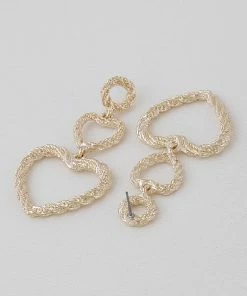 Emprada Twisted Heart Frame Gold Drop Earrings Accessories