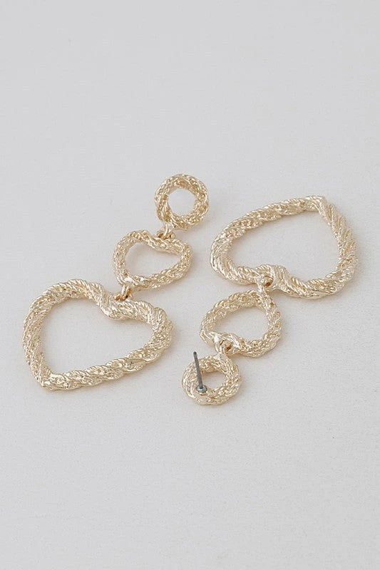 Emprada Twisted Heart Frame Gold Drop Earrings Accessories 2 Emprada Twisted Heart Frame Gold Drop Earrings Accessories