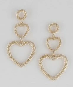 Emprada Twisted Heart Frame Gold Drop Earrings Accessories
