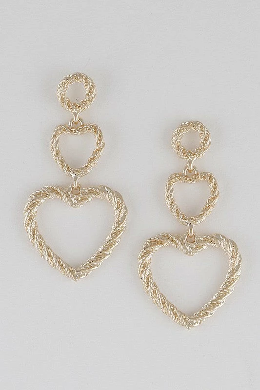 Emprada Twisted Heart Frame Gold Drop Earrings Accessories 1 Emprada Twisted Heart Frame Gold Drop Earrings Accessories
