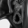 Emprada Accessories Black Textured Open Teardrop Dangle Earrings