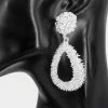 Emprada Silver Textured Open Teardrop Dangle Earrings Accessories