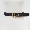 Emprada Accessories Black Rhinestone Double G Buckle Faux Leather Belt