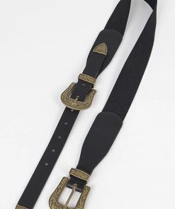 Emprada Accessories Western Style Antique Silver Double Buckle Belt 3 Emprada Accessories Western Style Antique Silver Double Buckle Belt