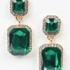 Emprada Green Emerald Stone Dangling Earrings Accessories