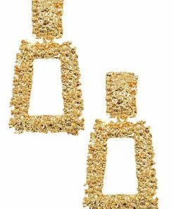 Emprada Textured Gold Dangling Earrings Accessories