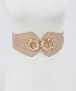 Emprada Faux Croc Gold Nude Wide Stretch Belt