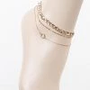 Emprada Gold Multi Layered Circular Pendant Anklet Jewelry