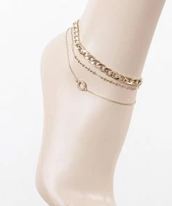 Emprada Gold Multi Layered Circular Pendant Anklet Jewelry