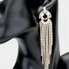 Emprada Rhinestone Gold Fringe Post Back Earrings Accessories