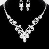 Emprada Accessories Triple Silver Teardrop Accented Rhinestone Necklace