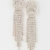 Emprada Rhinestone Gold Tassel Drop Earrings