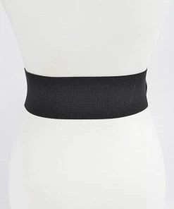 Emprada Black Multi Gold Metal Buckle Wide Elastic Belt