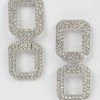 Emprada Rhinestone Silver Double Square Earring