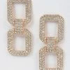 Emprada Accessories Rhinestone Gold Double Square Earring