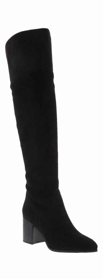 Emprada Crulla Black Faux Suede Over The Knee Block Heel Boots 3 Emprada Crulla Black Faux Suede Over The Knee Block Heel Boots