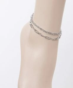 Emprada Silver Double Chain Anklet