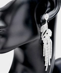 Emprada Crystal Leaf Drop Rhinestone Earrings Accessories