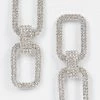 Emprada Accessories Two Rectangle Silver Rhinestone Earrings