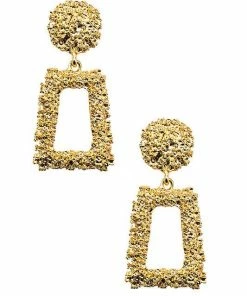 Emprada Accessories Textured Gold Drop Detail Earrings