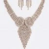 Emprada Fringe Gold Rhinestone Necklace & Earrings Set