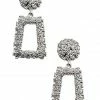 Emprada Textured Silver Drop Detail Earrings