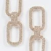 Emprada Two Rectangle Gold Rhinestone Earrings Accessories