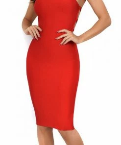 Emprada Maybelle Red Cross Back Bandage Dress