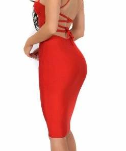Emprada Maybelle Red Cross Back Bandage Dress