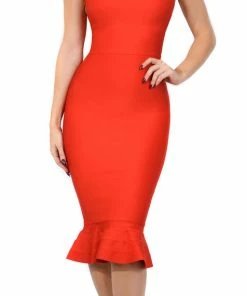 Emprada Kayden Red Mermaid Bandage Dress Dresses