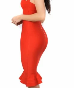 Emprada Kayden Red Mermaid Bandage Dress Dresses