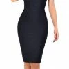 Emprada Dresses Neoma Black Cross Over Off Shoulder Bandage Dress