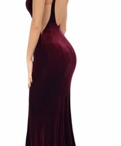 Emprada Dresses Ginevra Burgundy Velvet Gown
