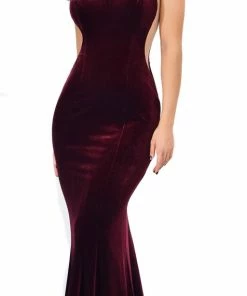 Emprada Dresses Ginevra Burgundy Velvet Gown