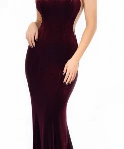 Emprada Dresses Ginevra Burgundy Velvet Gown