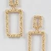 Emprada Accessories Rectangle Textured Gold Dangling Earrings