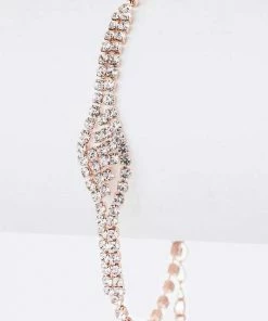 Emprada Rhinestone Rose Gold Necklace, Earrings & Bracelet Set Accessories