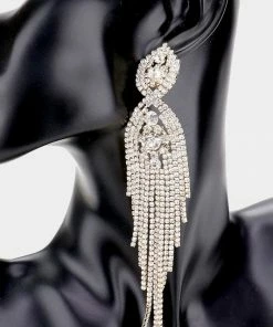 Emprada Accessories Rhinestone Long Drop Statement Earrings