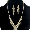Emprada Accessories Chandelier Rhinestone Gold Necklace & Earrings Set