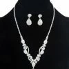 Emprada Teardrop Silver Rhinestone Necklace & Earrings Set Accessories