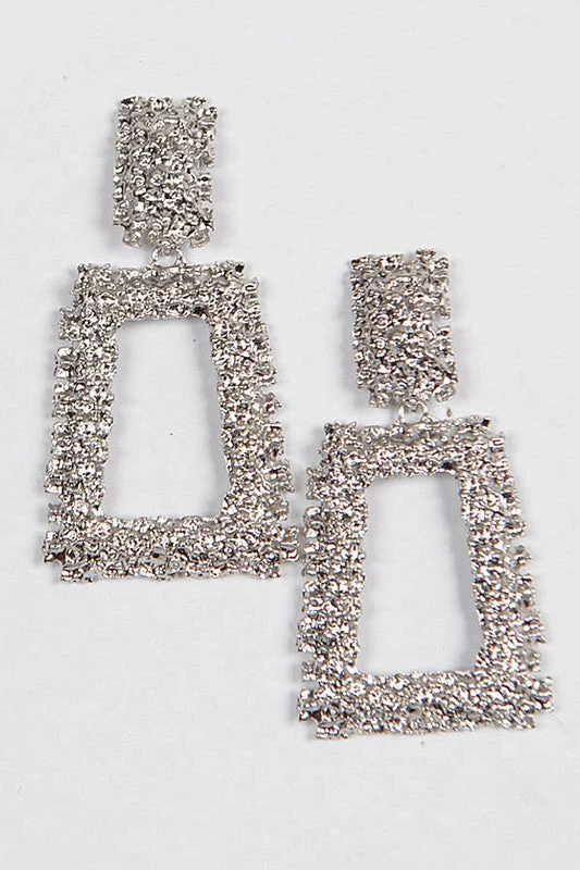 Emprada Textured Silver Dangling Earrings 1 Emprada Textured Silver Dangling Earrings