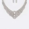 Emprada Rhinestone Silver Statement Necklace & Earrings Set