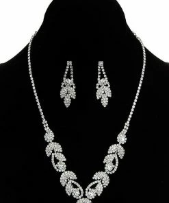 Emprada Crystal Rhinestone Clear Pave Necklace & Earrings Set