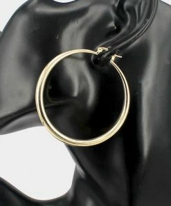 Emprada Gold Metal Hoop Pin Catch Earrings Accessories