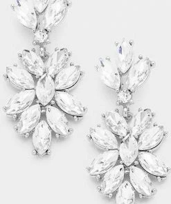 Emprada Marquise Glass Crystal Oval Vine Earrings